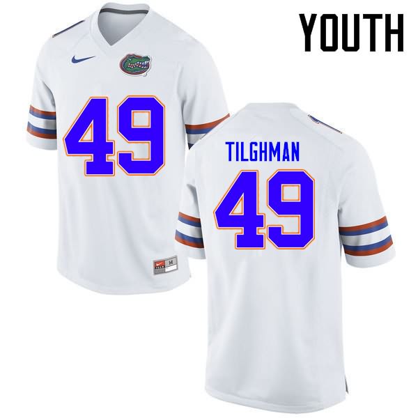 NCAA Florida Gators Jacob Tilghman Youth #49 Nike White Stitched Authentic College Football Jersey XMC8564IF